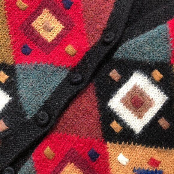 handmade alpaca wool sweater vest, button front peruvian vest, size M - Picture 2 of 3